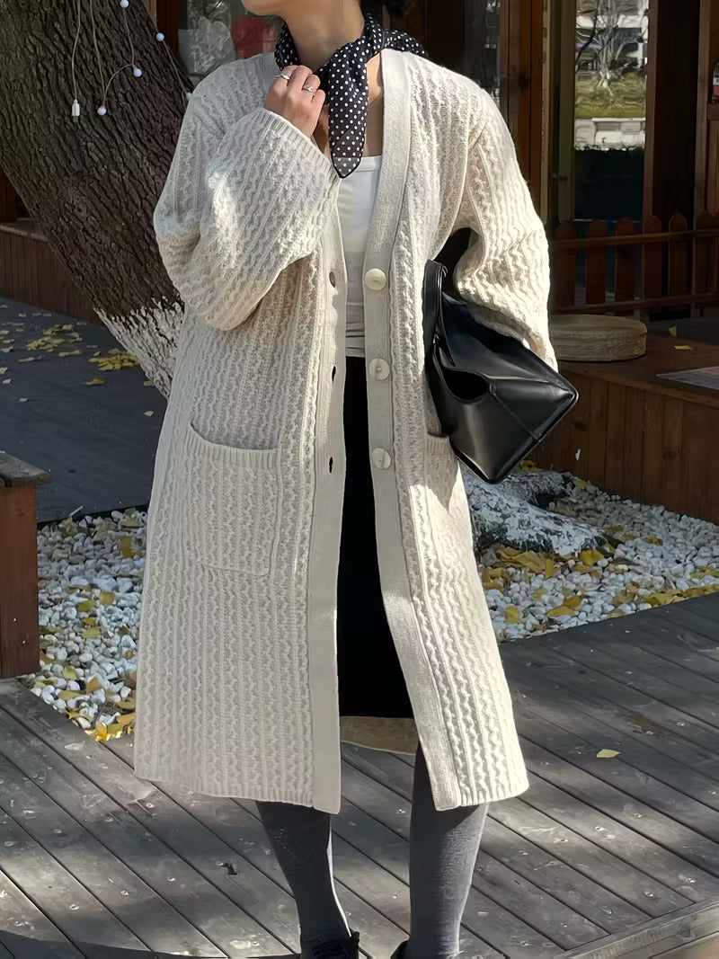 Dames Vintage Lange Cardigan met Zakken