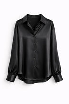 Gathcure Satin Button Down Blouse – Button Up Shirt Women Formal Office Elegant Satin Blouse