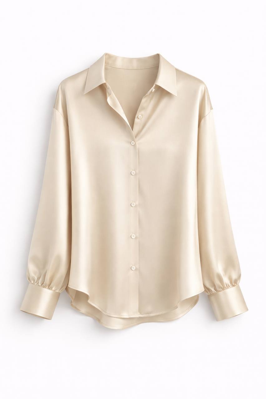 Gathcure Satin Button Down Blouse – Button Up Shirt Women Formal Office Elegant Satin Blouse