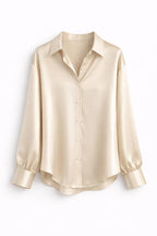 Gathcure Satin Button Down Blouse – Button Up Shirt Women Formal Office Elegant Satin Blouse