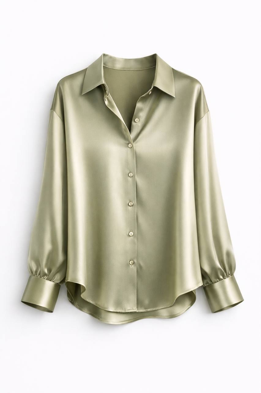 Gathcure Satin Button Down Blouse – Button Up Shirt Women Formal Office Elegant Satin Blouse