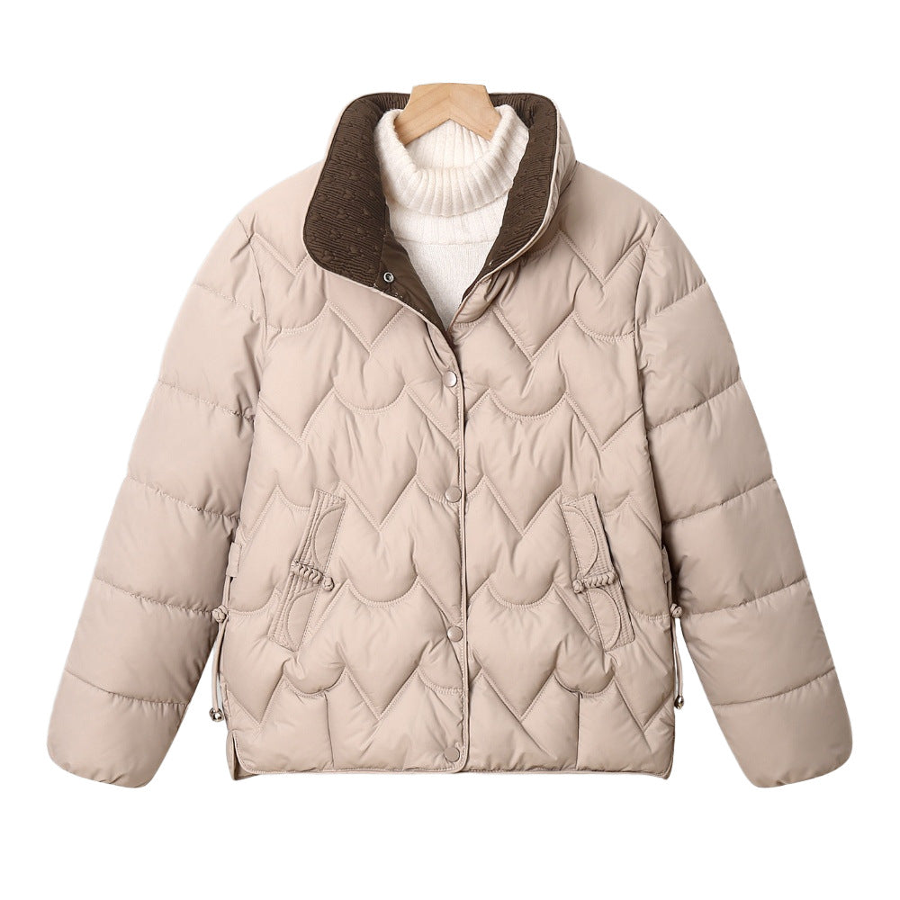 Scallawin Scalloped Quilted Puffer Jacket – Women Padded Warm Autumn Winter Outerwear Coat