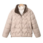 Scallawin Scalloped Quilted Puffer Jacket – Women Padded Warm Autumn Winter Outerwear Coat