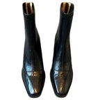 Strexia Stretch Sock Ankle Boots – Women Western Pointed Toe Block Heel Leather Ankle Boots