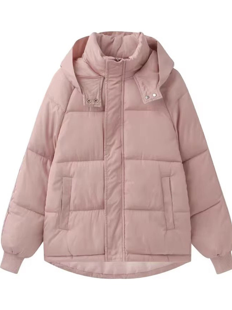 Ribkova Oversized Hooded Puffer Jacket – Padded Quilted Women Casual Winter Outerwear Cropped Bomber Jacket