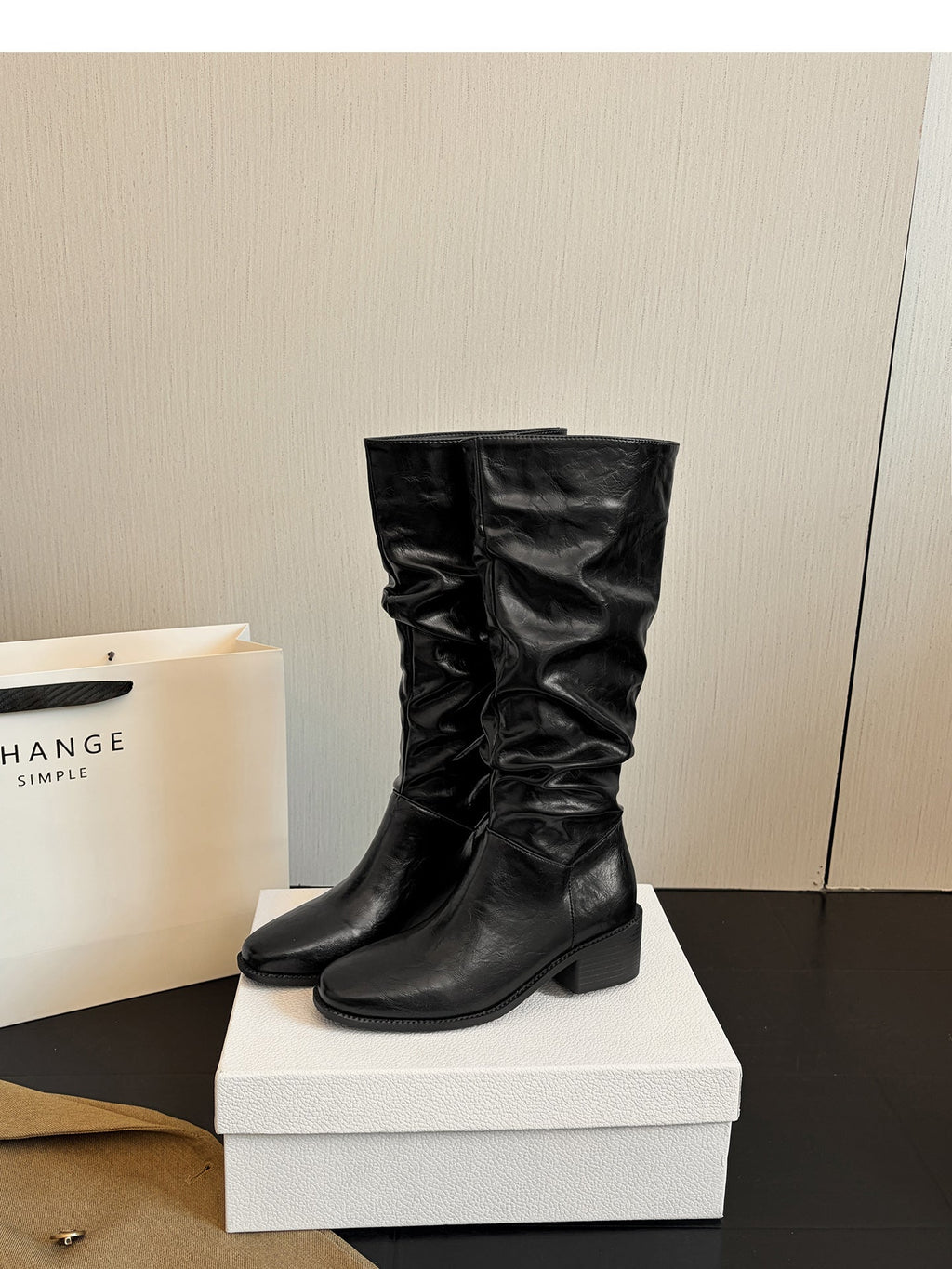Slunchara Knee High Slouch Boots – Leather Women Casual Autumn Winter Knee High Boots