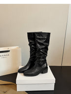 Slunchara Knee High Slouch Boots – Leather Women Casual Autumn Winter Knee High Boots