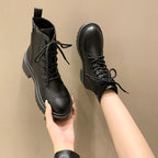 Cletrix Lace-Up Ankle Boots – Women Combat Boots Chunky Platform Sole British Womens Boots Autumn Fall