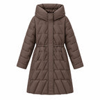 Diaquiln Longline Hooded Puffer Coat – Quilted Padded Women Winter Coat Casual Warm Outerwear