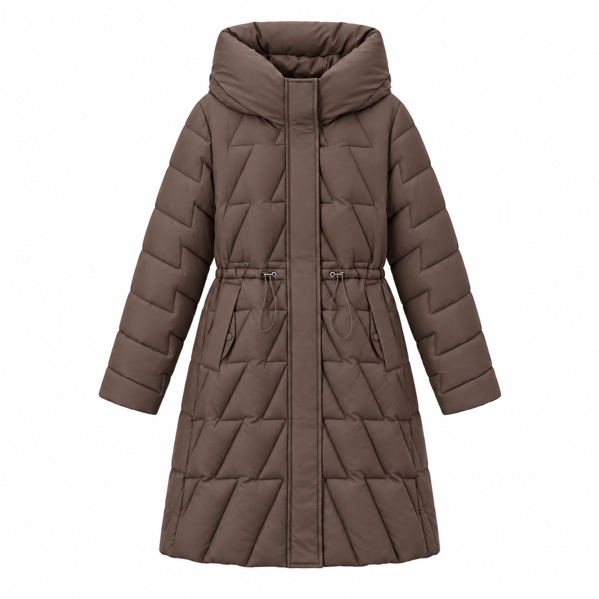 Diaquiln Longline Hooded Puffer Coat – Quilted Padded Women Winter Coat Casual Warm Outerwear
