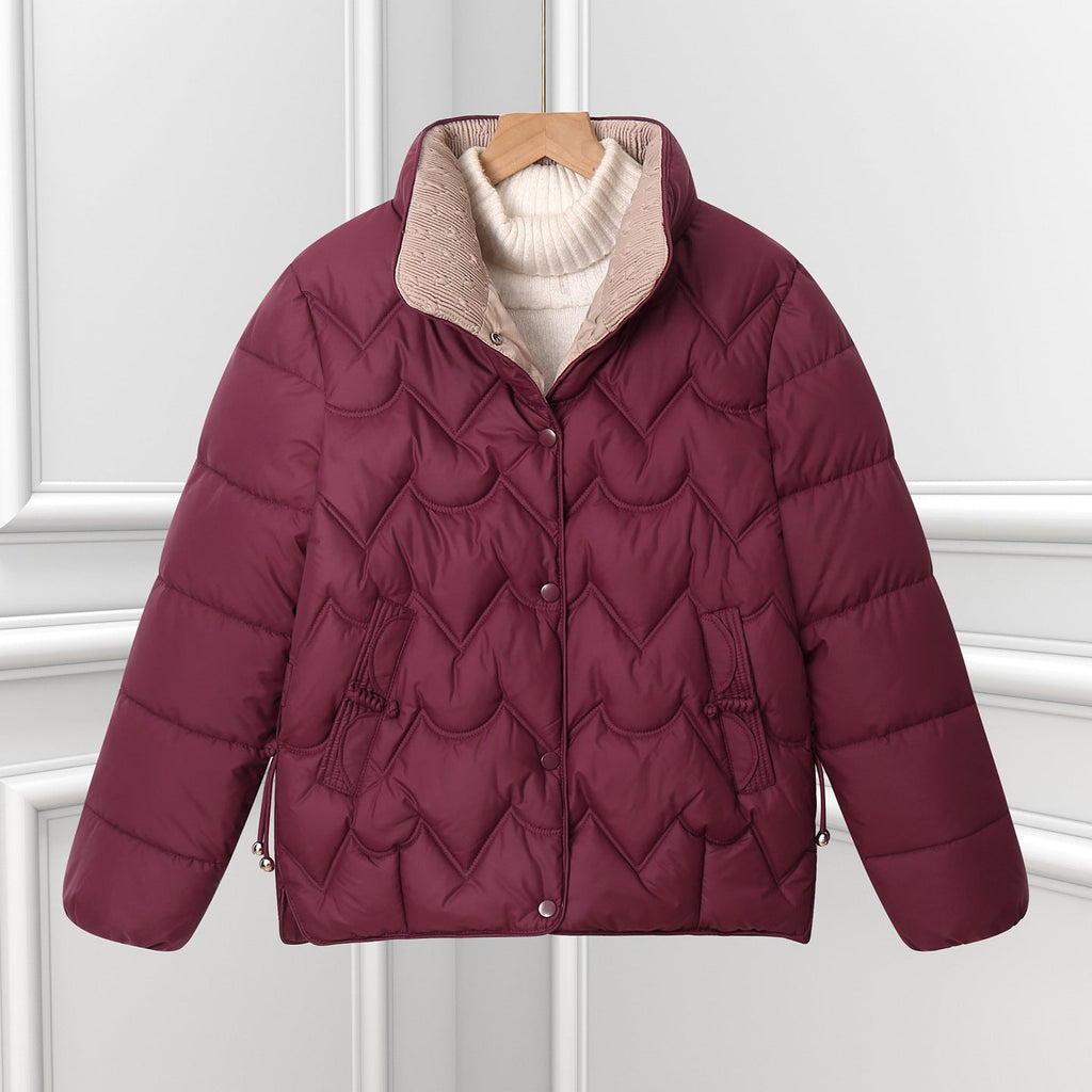 Scallawin Scalloped Quilted Puffer Jacket – Women Padded Warm Autumn Winter Outerwear Coat