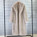Shawlane Longline Faux Fur Coat – Women Long Fluffy Jacket Winter Evening Party Oversized Outerwear Coat