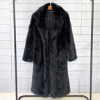 Shawlane Longline Faux Fur Coat – Women Long Fluffy Jacket Winter Evening Party Oversized Outerwear Coat