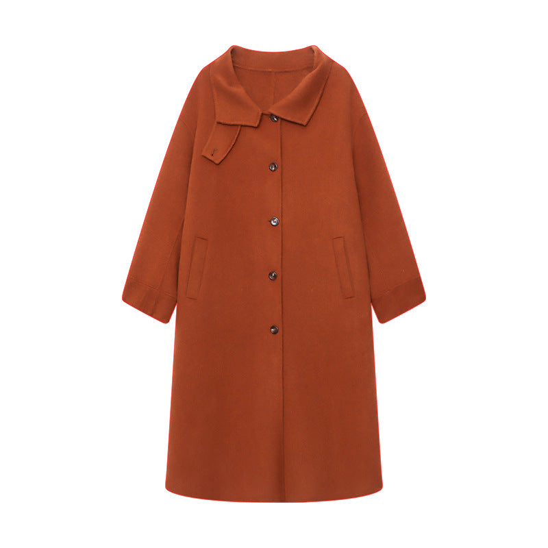 Standpyn Single-Breasted Longline Coat – Women Wool-Blend Tailored Casual Office Smart Autumn Winter Coat