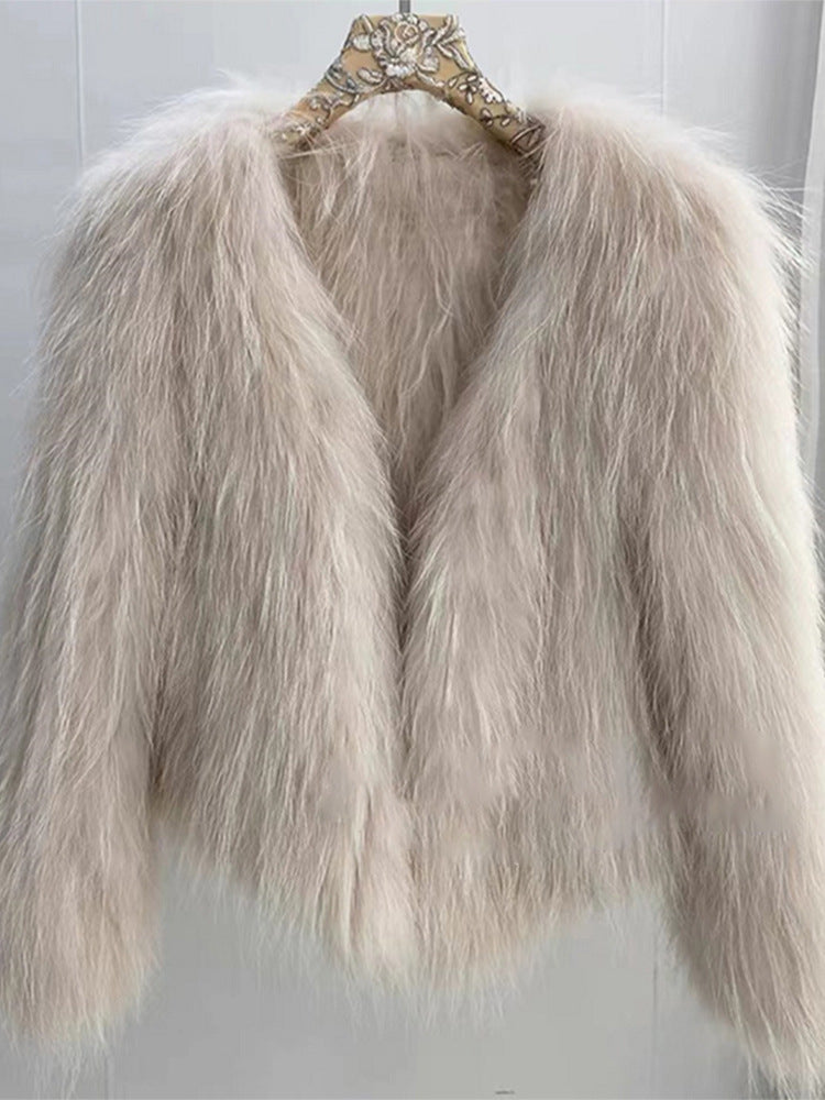 Shagtrand Faux Fur Cropped Jacket – Women Fluffy Winter Evening Party Outerwear Cropped Jacket