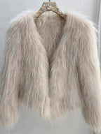 Shagtrand Faux Fur Cropped Jacket – Women Fluffy Winter Evening Party Outerwear Cropped Jacket