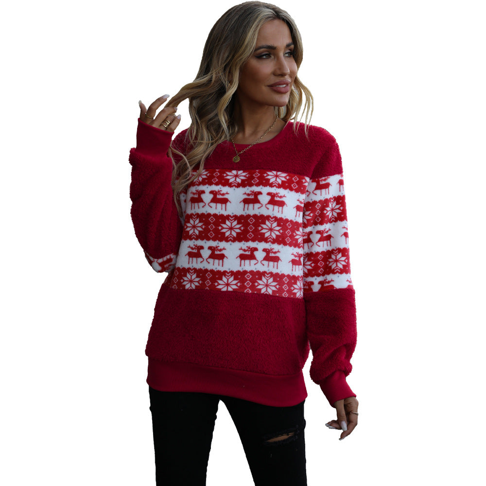 Fairlok Reindeer Fair Isle Jumper – Christmas Sweater Women Festive Holiday Knit Snowflake Pullover