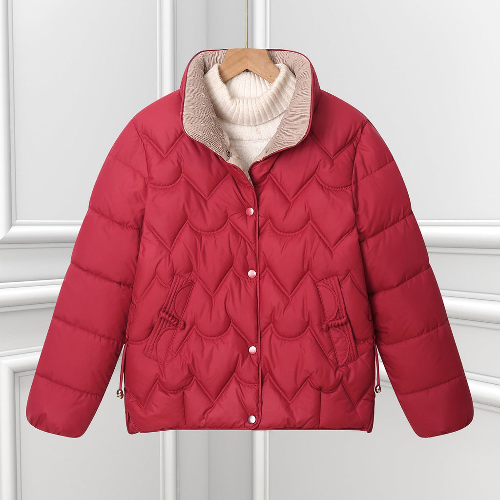 Scallawin Scalloped Quilted Puffer Jacket – Women Padded Warm Autumn Winter Outerwear Coat