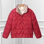 Scallawin Scalloped Quilted Puffer Jacket – Women Padded Warm Autumn Winter Outerwear Coat