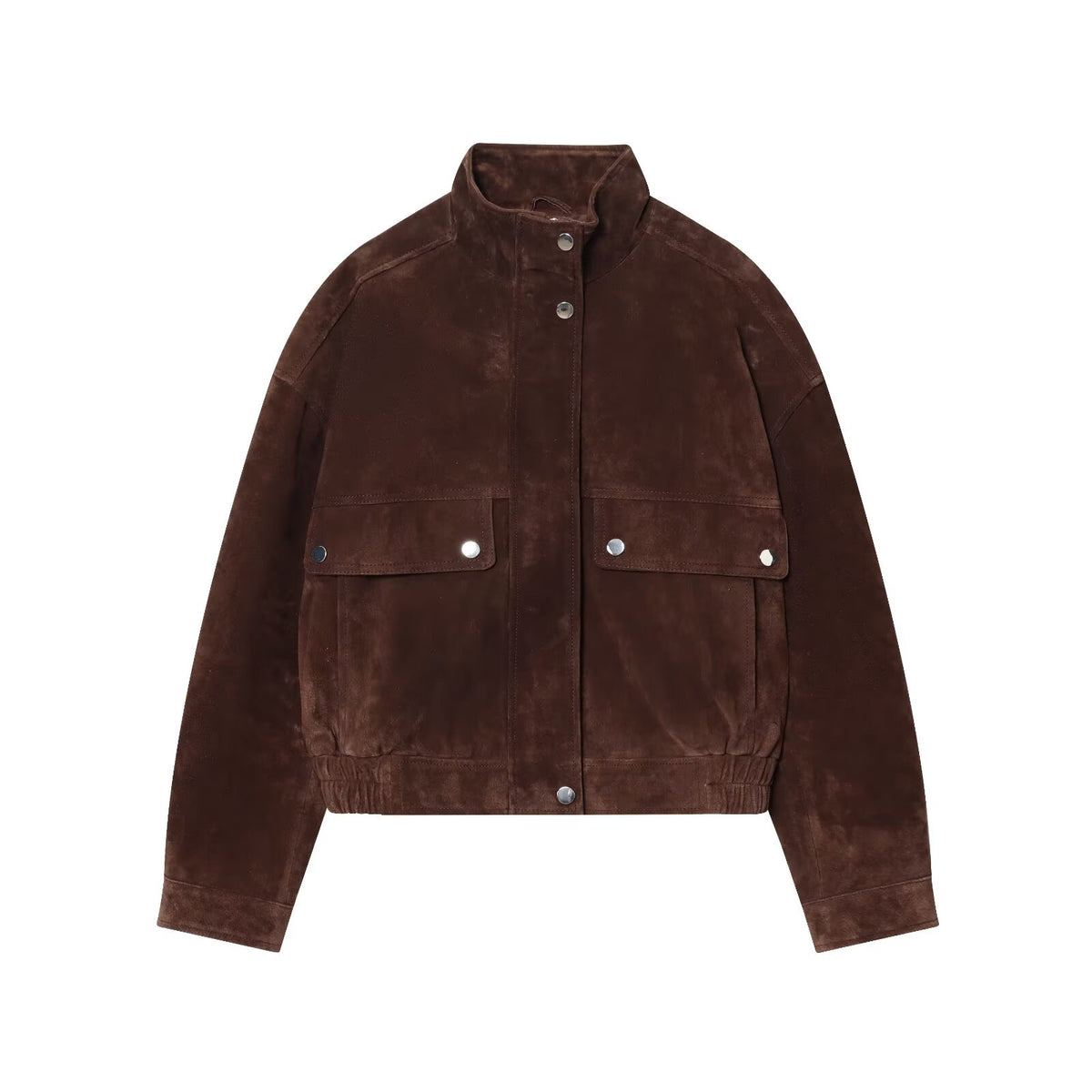 Snapette Oversized Cropped Bomber Jacket – Suede Oversized Cropped Women Casual Autumn Winter Streetwear Bomber Jacket
