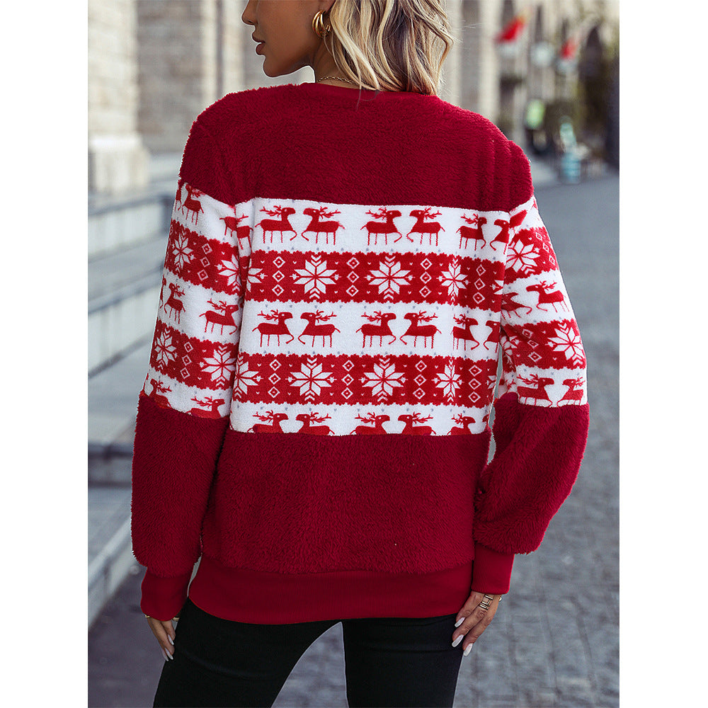 Fairlok Reindeer Fair Isle Jumper – Christmas Sweater Women Festive Holiday Knit Snowflake Pullover