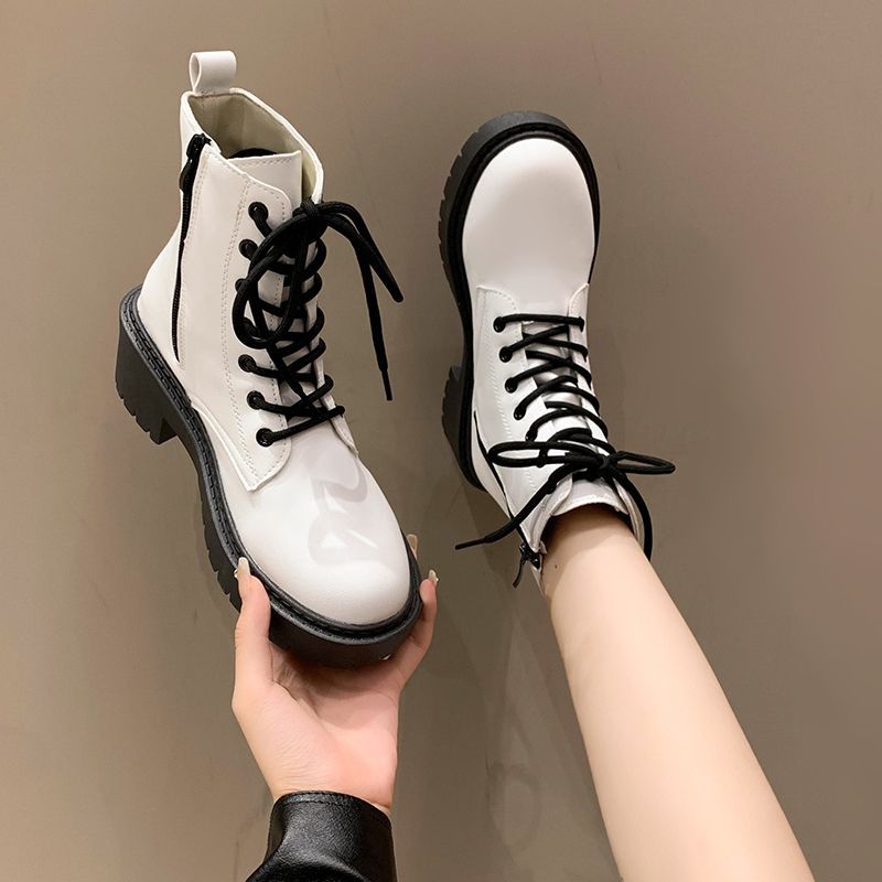 Cletrix Lace-Up Ankle Boots – Women Combat Boots Chunky Platform Sole British Womens Boots Autumn Fall