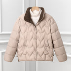 Scallawin Scalloped Quilted Puffer Jacket – Women Padded Warm Autumn Winter Outerwear Coat