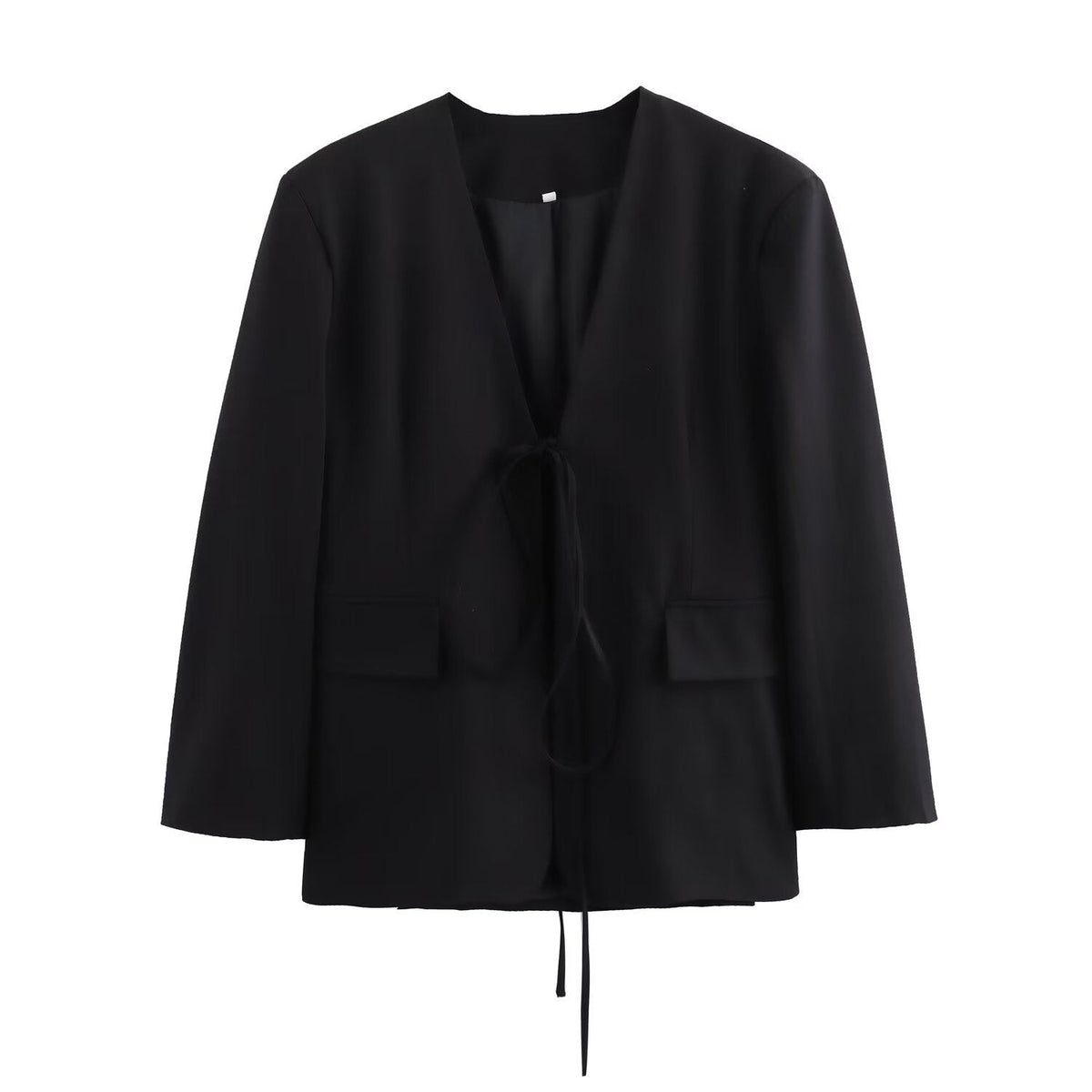 Tydraice Tie-Front Blazer – Women Oversized Deep V-Neck Tailored Office Casual Autumn Fall Blazer
