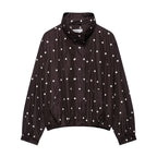 Kufatha Polka Dot Bomber Jacket – Lightweight Windbreaker Women Casual Oversized Zip Front Jacket