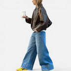 Balstina Oversized Belted Crop Jacket – Faux Leather Women Bomber Zip Up Collared Casual Jacket