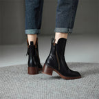 Diagzelle Leather Ankle Boots – Womens Heel Block Autumn Winter Casual Office Smart Ankle Boots