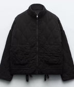 Diaquenne Quilted Bomber Jacket – Women Casual Autumn Lightweight Zip Front High Collar Jacket