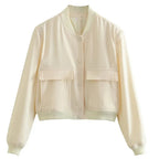 Flaplyn Cropped Bomber Jacket – Snap Front Women Casual Fall Streetwear Utility Bomber Jacket