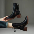 Diagzelle Leather Ankle Boots – Womens Heel Block Autumn Winter Casual Office Smart Ankle Boots