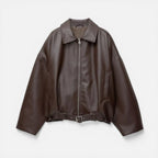 Balstina Oversized Belted Crop Jacket – Faux Leather Women Bomber Zip Up Collared Casual Jacket