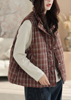 Quilenne Quilted Gilet Vest – Women Sleeveless Padded Check Pattern Autumn Casual Layering Gilet