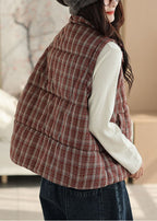 Quilenne Quilted Gilet Vest – Women Sleeveless Padded Check Pattern Autumn Casual Layering Gilet