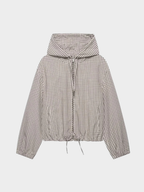 Toglinn Plaid Hooded Crop Jacket – Check Print Zip Front Women Casual Drawstring Cropped Jacket