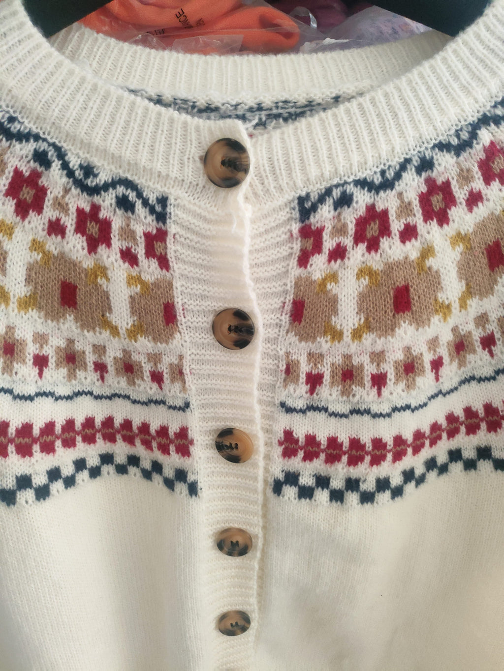 Yokradi Fair Isle Knit Cardigan – Nordic Crew Neck Button Women Autumn Winter Preppy Vintage Cardigan
