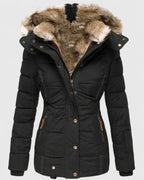 Veyzandra Faux Fur Hood Quilted Puffer Coat – Women Padded Winter Jacket Casual Parka Longline