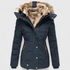 Veyzandra Faux Fur Hood Quilted Puffer Coat – Women Padded Winter Jacket Casual Parka Longline