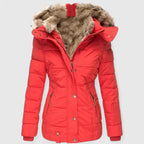 Veyzandra Faux Fur Hood Quilted Puffer Coat – Women Padded Winter Jacket Casual Parka Longline