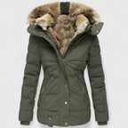 Veyzandra Faux Fur Hood Quilted Puffer Coat – Women Padded Winter Jacket Casual Parka Longline