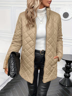 Diquilenne Diamond Quilted Longline Coat – Padded Jacket Women Hooded Winter Ladies Quilted Coat