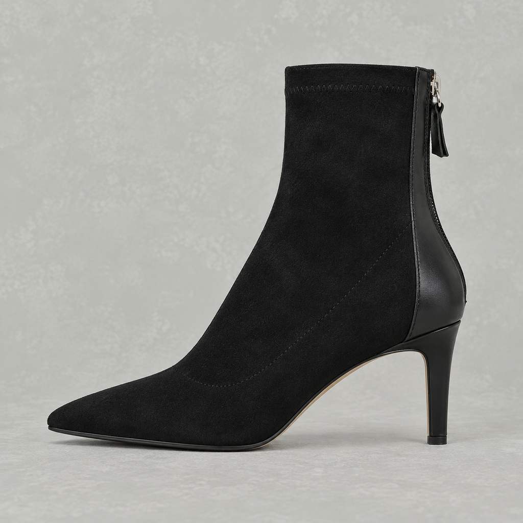 Ziptara Pointed Toe Ankle Boots – Suede Stiletto Heel Women Boots Leather Autumn Winter Formal Evening Work Boots
