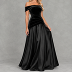 Diruche Velvet Off-Shoulder Maxi Dress – Evening Dresses Women Formal Wedding Guest Bardot Party Maxi Dress
