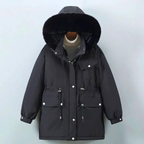Furodyn Faux Fur Hood Parka Jacket – Women Winter Down Filled Belted Longline Casual Parka Coat