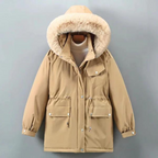 Furodyn Faux Fur Hood Parka Jacket – Women Winter Down Filled Belted Longline Casual Parka Coat