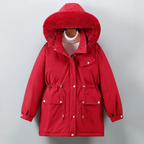 Furodyn Faux Fur Hood Parka Jacket – Women Winter Down Filled Belted Longline Casual Parka Coat