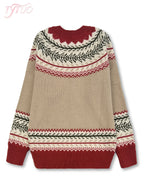 Fairbane Fair Isle Button-Up Cardigan – Women Knit Sweater Nordic Chunky Ribbed Autumn Fall Cardigan